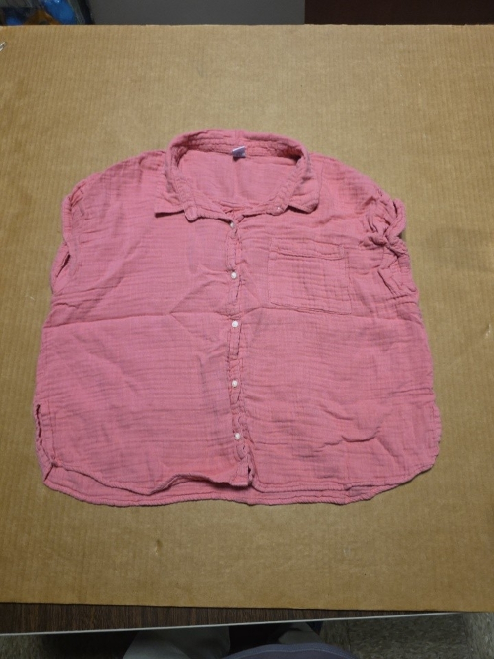 Old-Navy Women's Size S Pink Button Down Short Sleeve Blouse